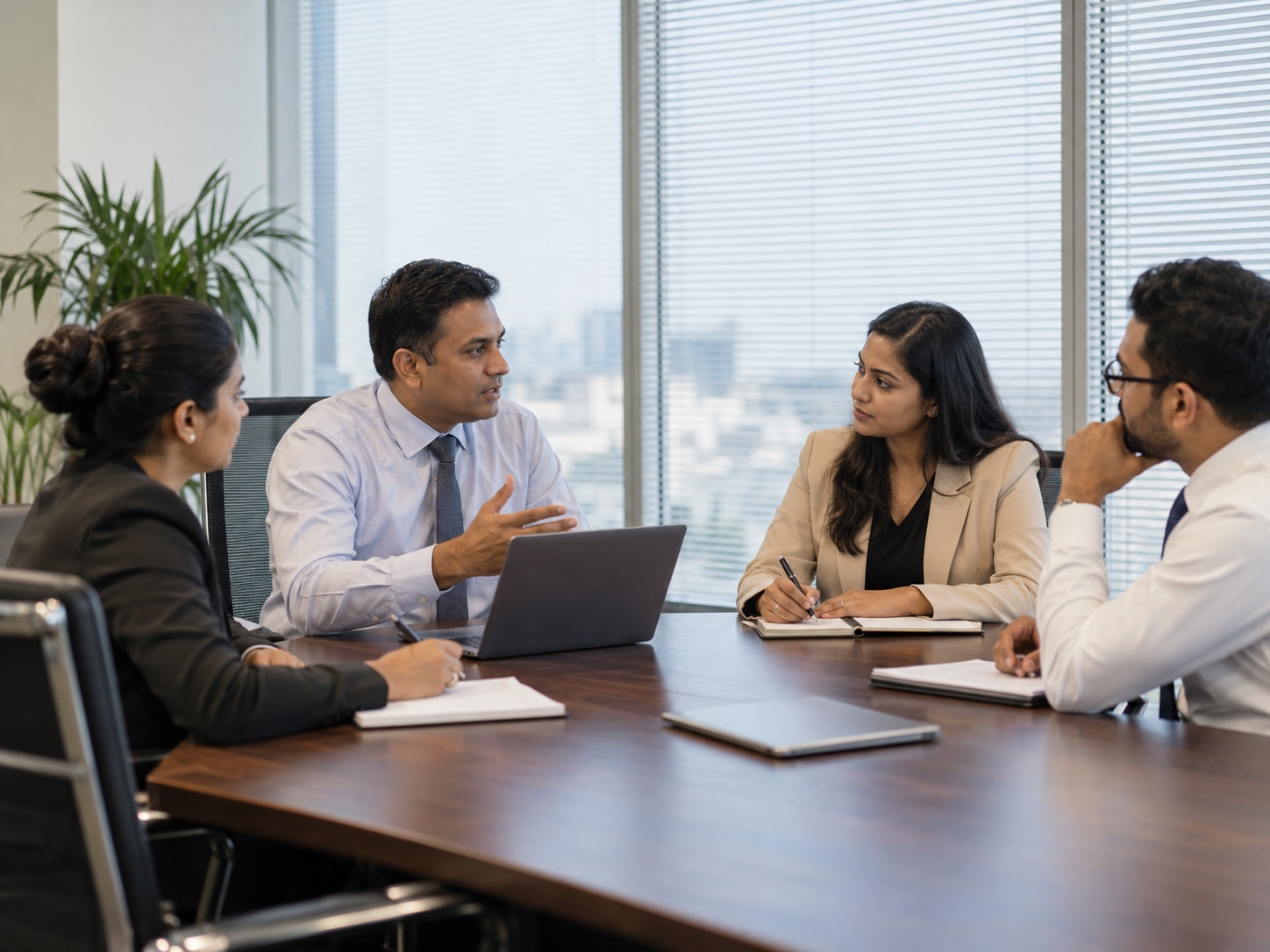 Leadership team participating in a development conversation
