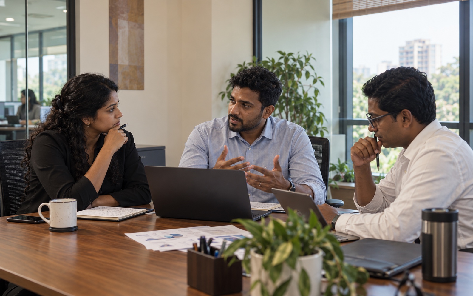 Team discussing organisational diagnostics